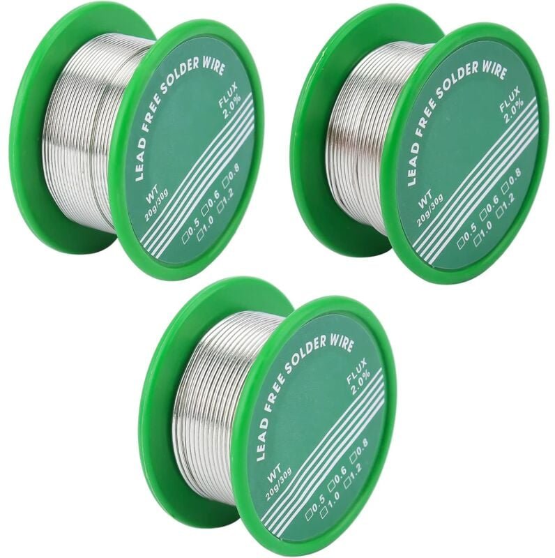 3PCS bleifreier Lötdraht, Lötdraht mit Kolophoniumkern zum elektrischen Löten (0,6 mm 30 g + 0,8 mm 30 g + 1 mm 30 g, Sn...