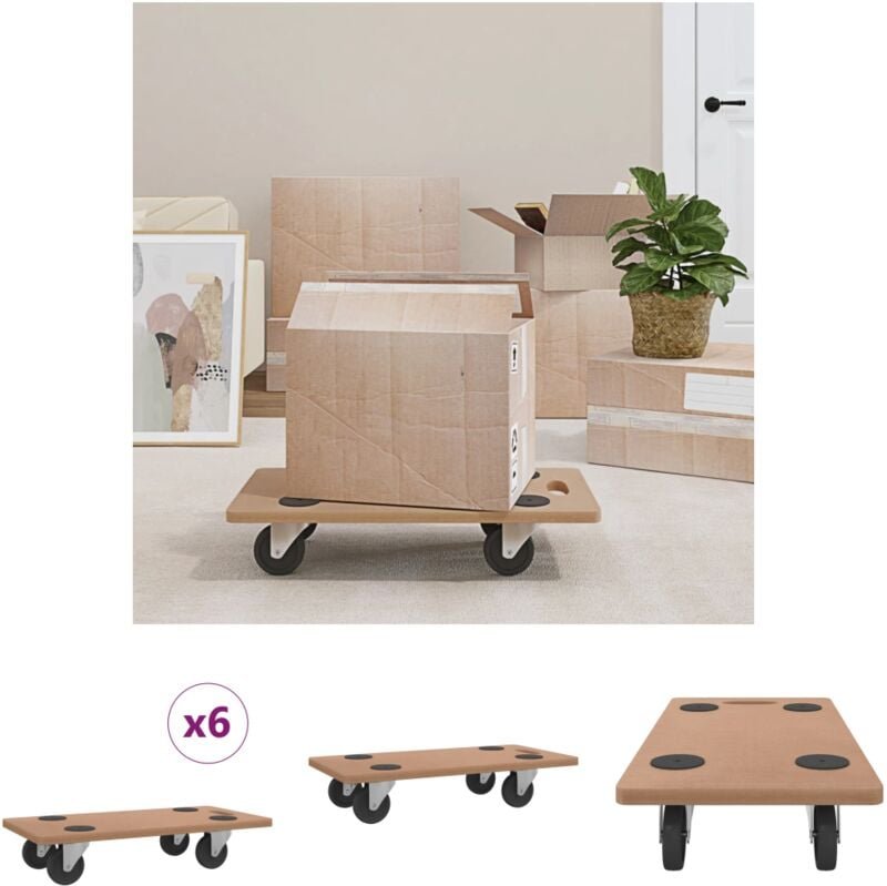 Thumbnail - The Living Store - Rollbretter 6 Stk. Rechteckig Holzwerkstoff - Paletten & Ladeflächen - Braun