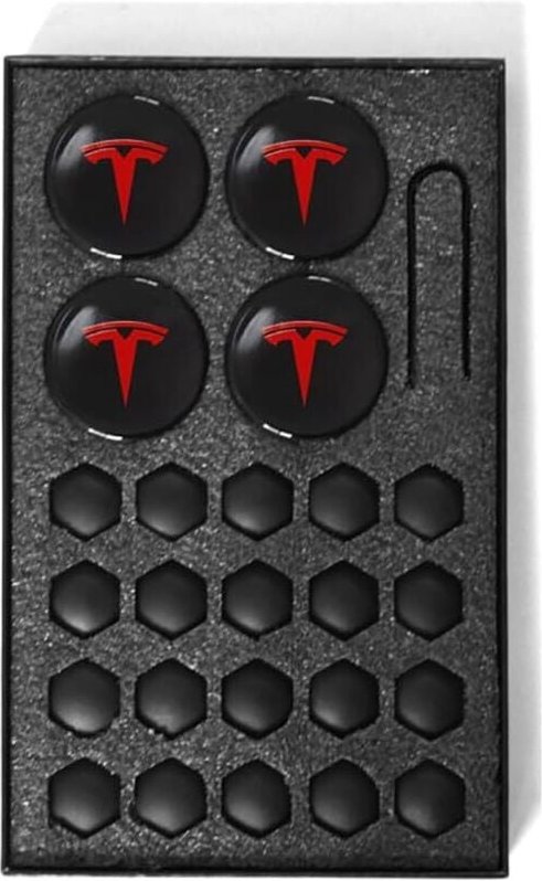 Thumbnail - Auto-Radkappen für Tesla Model 3 Y, Felgen-Emblem-Abdeckung, Radkappen, Rot