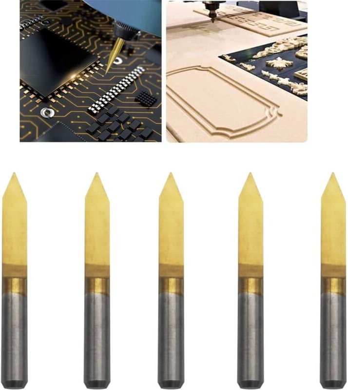 Thumbnail - Gravurfräser, CNC-Fräser, 45 Grad, 0,1 mm Hartmetallspitze, 3,175 mm, titanbeschichtetes Messer, CNC-Fräser-Werkzeug-Bit...