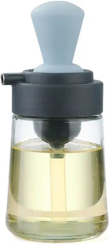 Lspender mit Silikonbürste, 3-in-1-Ölspender aus Glas, 350 ml, mit Pinsel zum Kochen, Salat, Backen, Grillen, Heißluftfr...