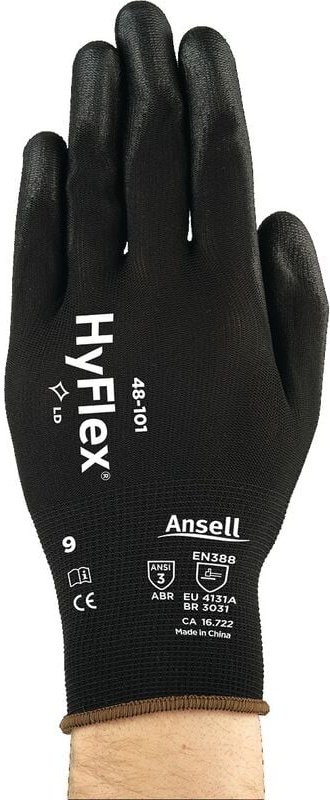 Handschuhe HyFlex® 48-101 Gr.10 schwarz EN 388 PSA II Nyl.m.PU ANSELL