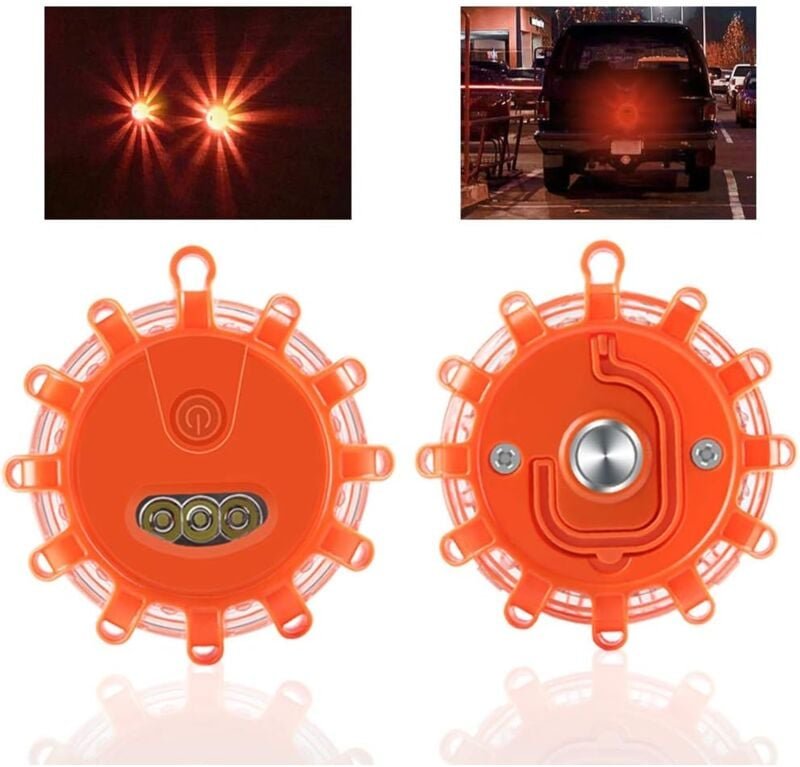Fitags - 2er-Pack LED-Verkehrssicherheitsblinklichter am Straßenrand, Vorsicht, Blinklichter, Not-Disc-Beacon für Auto, ...