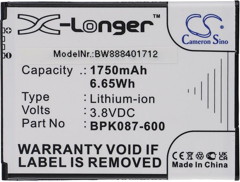 Vhbw - Akku kompatibel mit Verifone ipay e285, e285 Barcodescanner pos (1750mAh, 3,8V, Li-Ion)