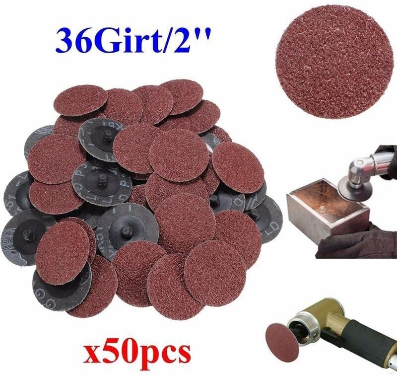 50Pcs 36 Grit 2' Roll Lock Schleifscheiben Typ R Roloc Geeignet für Schleif