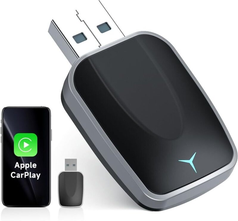 Mini Wireless CarPlay Adapter für iPhone 2025 Upgraded, Plug & Play, keine Latenz, USB-A/C-Unterstützung, kompatibel mit...
