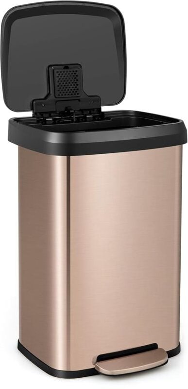 Costway - Mülleimer Küche, 50L Abfalleimer, Tretmülleimer mit sanft schließendem Deckel, Mülltrennsystem inkl. Desodorie...