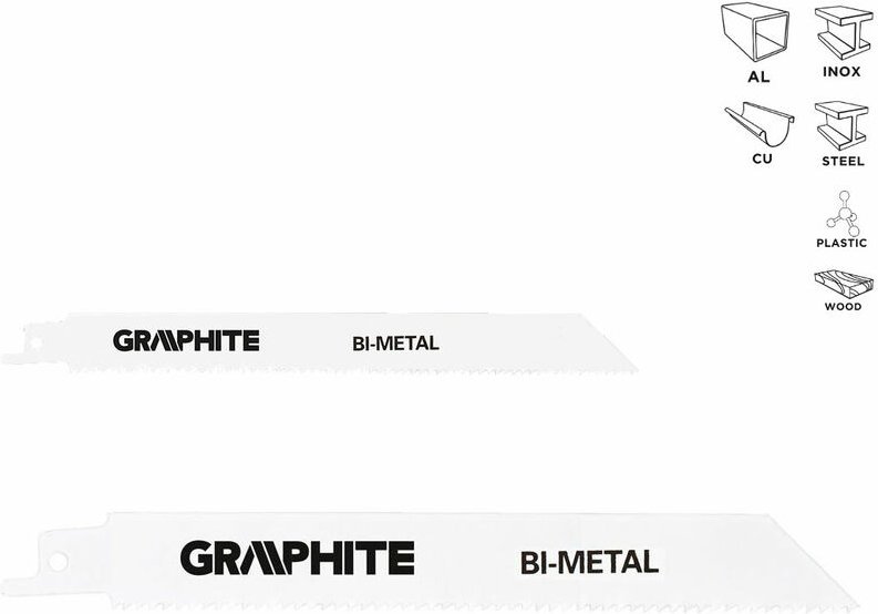 2 x Graphite Ersatzsägeblatt für Säbelsäge Größe 225 mm