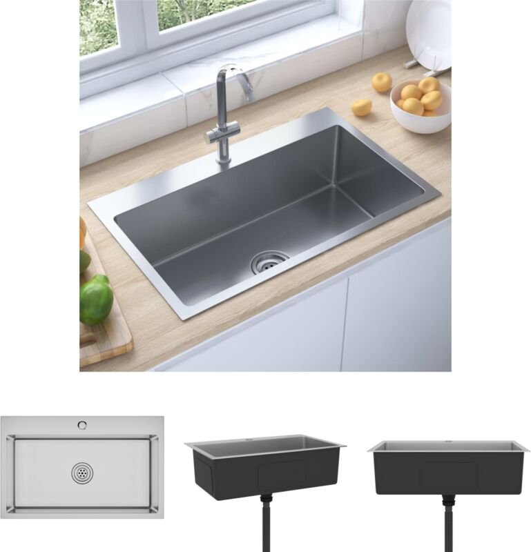 Maison Chic - The Living Store Handgemachte Einbauspüle Edelstahl - Küchenspülen & Spülbecken - Silber