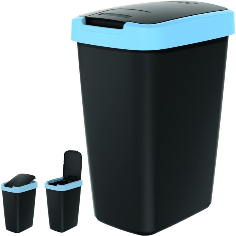 12L compacta q hellblauer Abfalleimer Schwarz