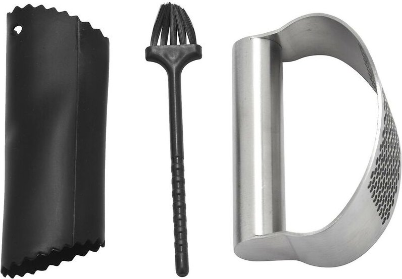 Knoblauchpresse, Edelstahl-Knoblauchwolf und -schäler, rostfrei, leicht zu reinigende Knoblauchwerkzeuge für die Küche