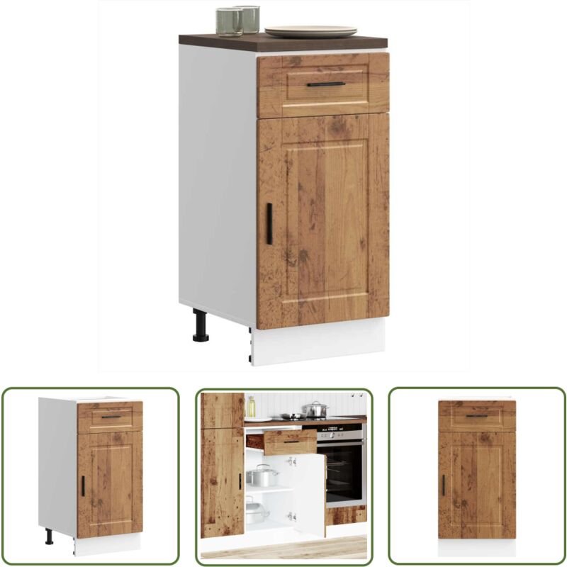 The Living Store - vidaXL Küchenunterschrank Porto Altholz-Optik Holzwerkstoff