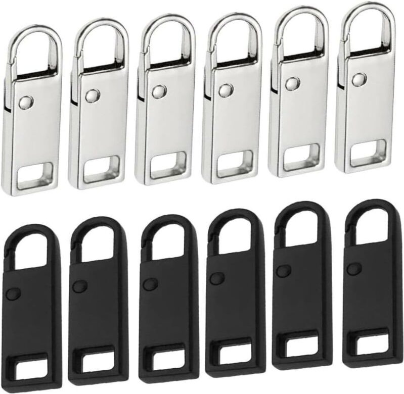 12 Stück Edelstahl Reißverschluss-Zipper Ersatz, abnehmbare Metall Reißverschluss-Zipper für Taschen, Kleidung und Koffe...
