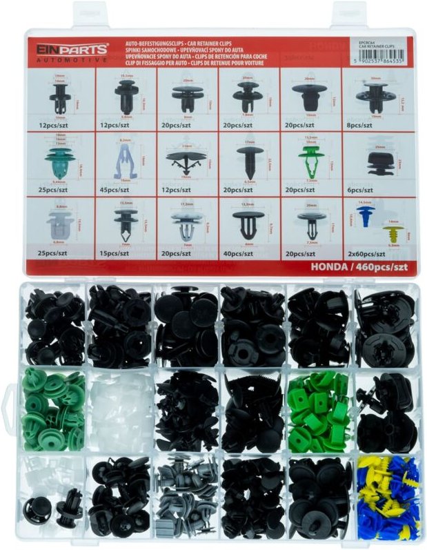 Clips und Stifte speziell für Honda – 460-teiliges Set.