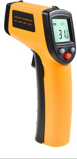 Infrarot-Thermometerpistole (-50 °C bis 400 °C), berührungslose Laser-Temperaturpistole mit LCD-Display zum