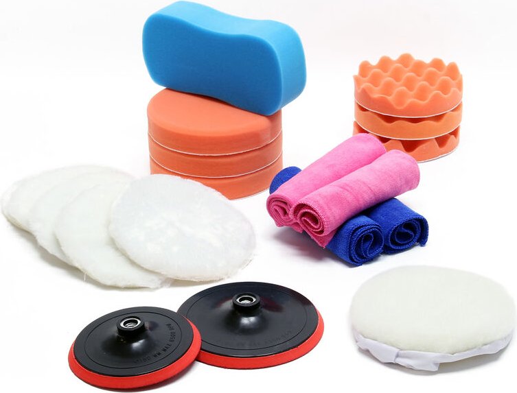 XPOtool Aufsätze für Poliermaschine, 19-teiliges Set, Polierschwämme und Polierpad in Ø 150 mm & 180 mm, Polieraufsätze ...