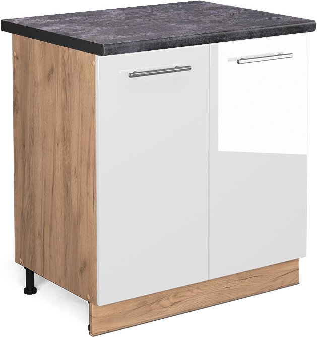 Vicco - Spülenunterschrank Fame-Line, Weiß Hochglanz, 80 cm , ap Anthrazit