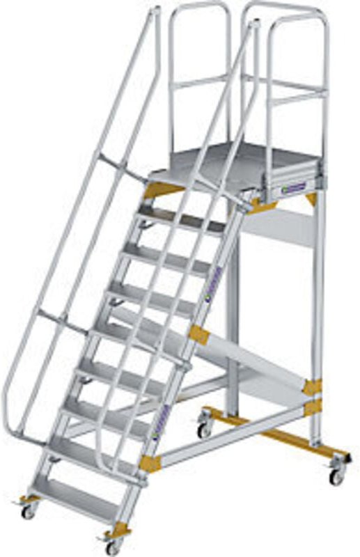 Plattformtreppe 60° fahrbar Stufenbreite 0,8 m 9 Stufen - 600729 - Günzburger Steigtechnik