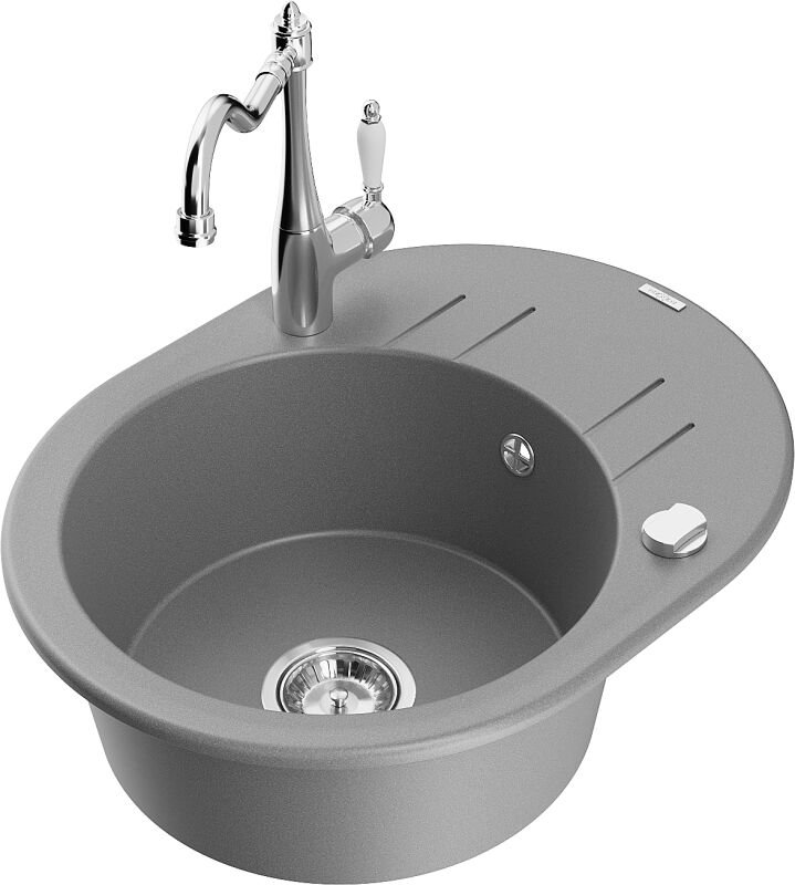 Thumbnail - Kevin 1 Becken-Granitspüle mit Abtropffl√§che und Mischbatterie Carla, Grau - 6517-71-670700-00 - Mexen