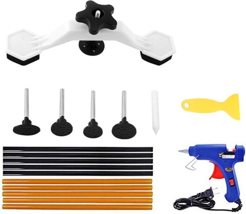 Crediri Karosserie-Reparaturset, Dellenreparaturset ohne Lackieren mit Klebepistole, 10 Klebestiften (7 x 270 mm), Klebe...