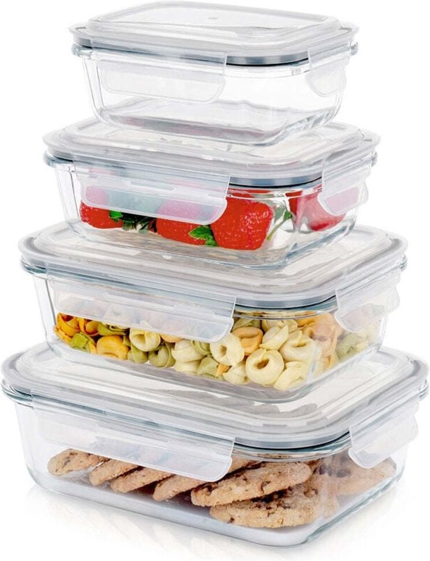 Glass food containers with lid and seal 4 pcs