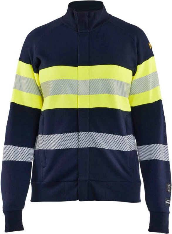 Arbeits-Sweatshirt mit Reißverschluss, multinorm für Damen 3471 - Marine/Gelb M
