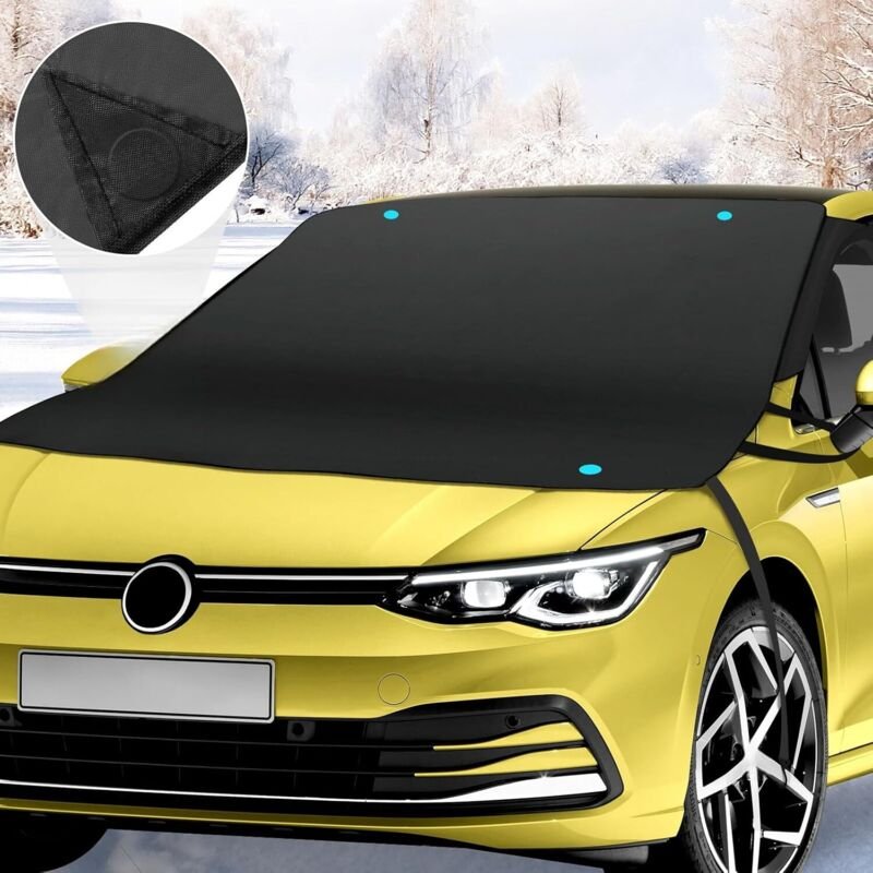 Auto-Windschutzscheibenabdeckung, abnehmbare, faltbare Schneeabdeckung mit magnetischer Befestigung, Frostschutz für die...