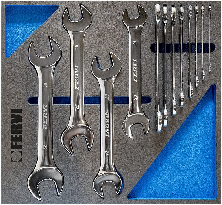 Set 12 polierte feste Schlussel 6/7-30/32mm weiche Thermoform Fervi tm01/006