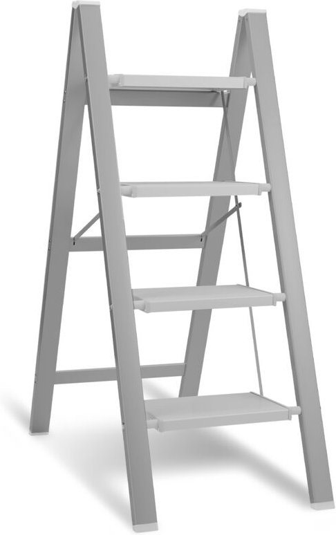 Klappleiter Stehleiter Trittleiter Klapptritt Alu 4 Stufen Silber - Swanew