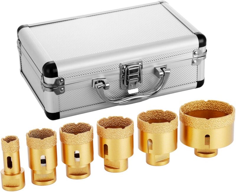 Diamant-Lochsäge-Set, 6 pcs, 20mm-68mm Diamant-Bohrer für Keramikfliesen und Marmor - Mophorn