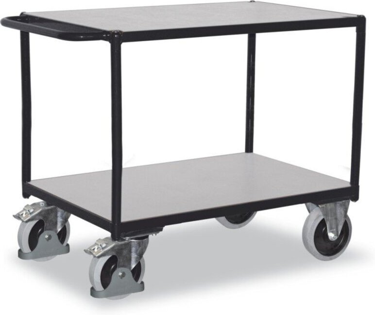 VARIOfit Schwerer ESD Tischwagen mit Schiebegriff und 2 Ladeflächen 1200x800mm