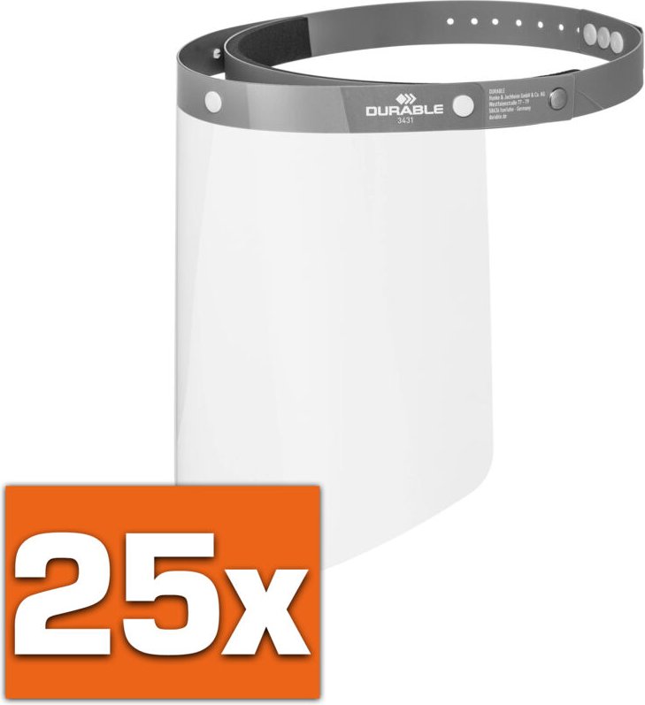 Thumbnail - Visier, 25 Stück, für Gesichtsschutz vor Spritzern und Tröpfchen, mit anpassbarem Stirnband, hochklappbar & desinfizierb...