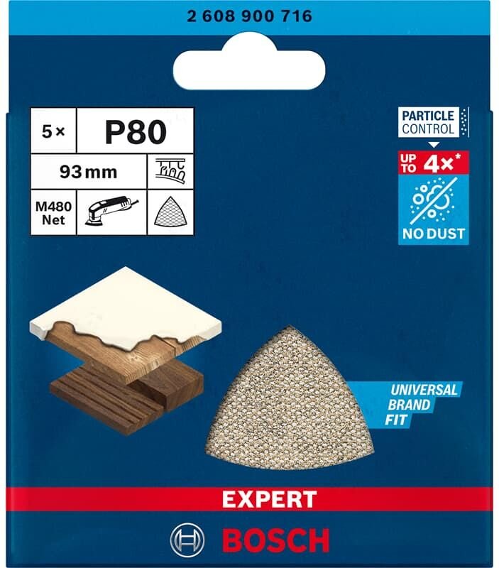 Accessories expert M480 2608900716 Schleifnetz für Deltaschleifer ungelocht Körnung (num) 80 - Bosch
