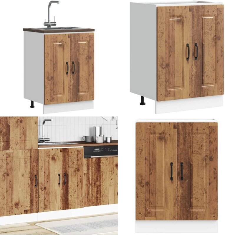 Spülenunterschrank Kalmar Altholz-Optik 60x46x81,5 cm - Vidaxl