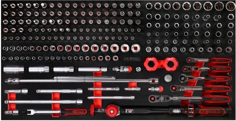 Ks Tools 1/4 + 3/8 Steckschlüssel-Satz in Schaumstoffeinlage, 213-tlg.