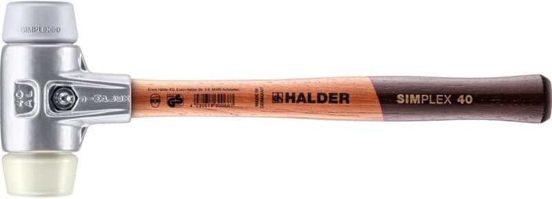 SIMPLEX-Schonhammer, TPE-mid / Nylon mit Aluminiumgehäuse und hochwertigem Holzstiel D=40 mm 3138.040