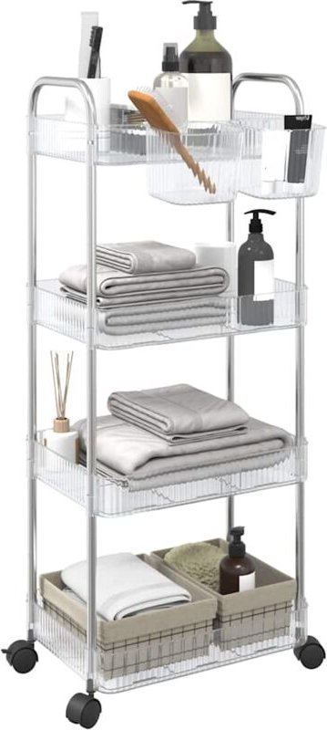 Aufbewahrungswagen 4 Etagen Transparent 37x28x95 cm Acryl Vidaxl