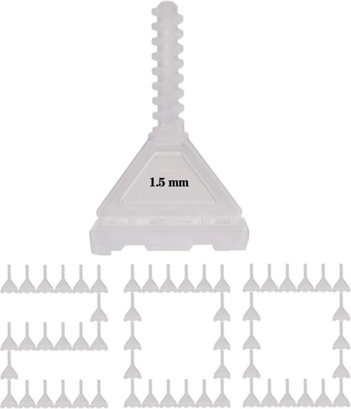 200 Stück 1,5-mm-Fliesenabstandshalter, revolutionäres 1,5-mm-Schrauben-Fliesennivelliersystem, Fliesenverlegewerkzeug f...