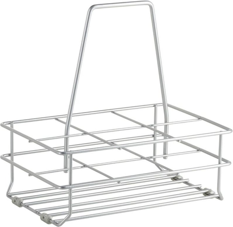 Kesseböhmer - Flaschentragekorb mit Bodengleitern für 6 Flaschen, Chrom matt