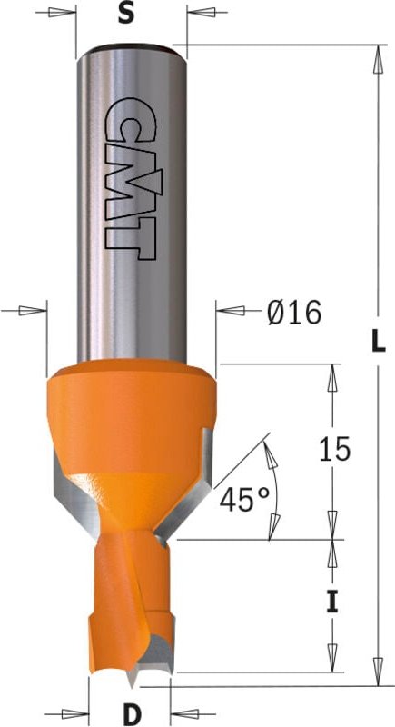 Thumbnail - 376.100.11 Sacklochbohrer C/SVAS. D16 NEG. HW S=10x28 D=10x12x57.5 DX