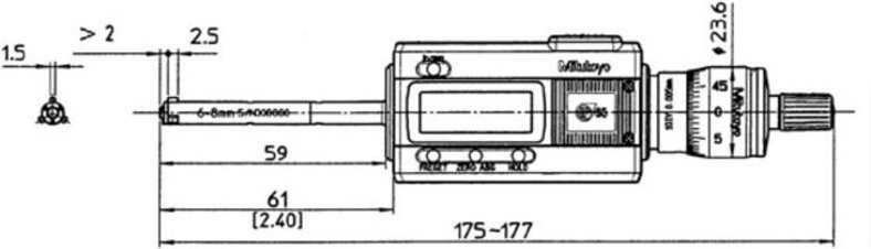 Mitutoyo Digitale 3-Linien Innenmessschraube 8-10mm, IP65, Ti-Legierung
