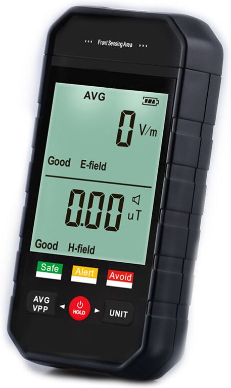 Digitaler Kernstrahlungsdetektor, tragbarer Geigerzähler mit 3 Farblichtern für Strahlungstests (schwarz)