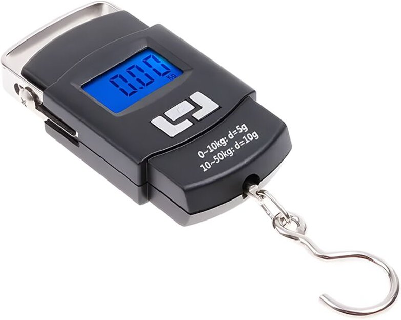 Waage mit Haken, Gepäckwiegen bis 50 kg, Tarawaage, kompakt, batteriebetrieben HDWR wagPRO-H50B