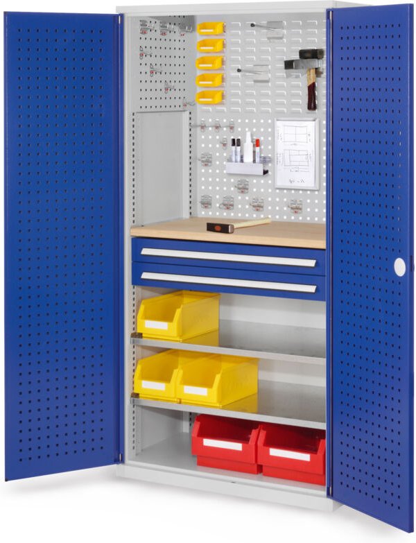 Kappes ®RasterPlan Schubladenschränke 1950x1000x600mm Lochplattentüren Modell 14 enzianblau