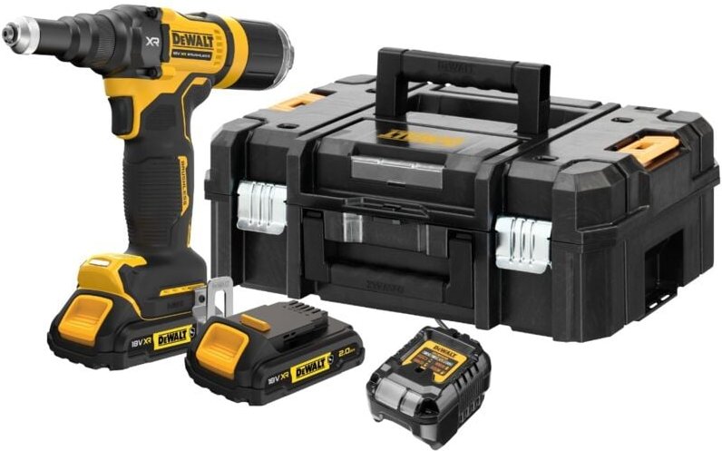 Xr 18V 2Ah Bürstenloser 4,8-mm-Nietgerät – 2 verstärkte Batterien, TSTAK-Box – DCF403D2GT-QW - Dewalt