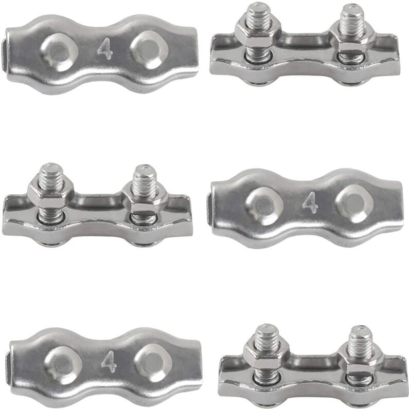 Memkey - M4 Duplex-Kabelbinderklemmen, 304 Edelstahl, Duplex-Kabelklemmen für Drahtseile, Wäscheleinen, hängende Sonnens...