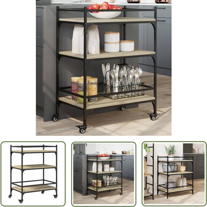 Küchenwagen Sonoma-Eiche 65x40x86,5 cm Holzwerkstoff - Küchentisch - Küchenschrank - Kücheninsel - Rollwagen - Mobiliar ...