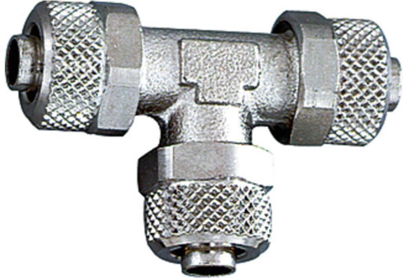 T-Verbinder, für Schlauch 5/3 mm, sw 8, Messing vernickelt - Riegler