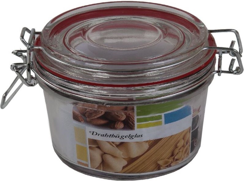 Buri - Drahtbügelglas 125 ml Einmachgläser Einweckglas Vorratsglas Marmeladengläser - Dichtring rot