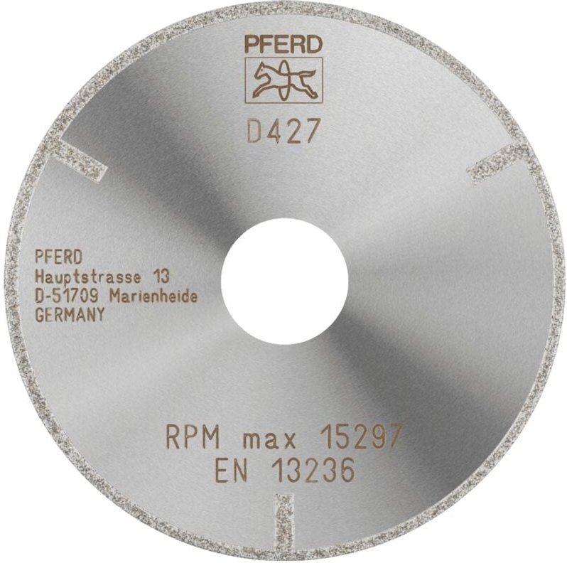 PFERD TOOLS Diamant-Trennscheibe D1A1R 100x2,0x22,23 mm D427 (grob) mit Schutzsegment für GFK/CFK